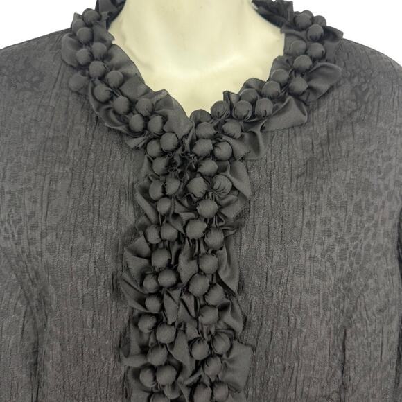 Chicos Forget Me Knot Cheetah Animal Print Blazer Jacket Ruffle Black sz 1 / M - Picture 6 of 16